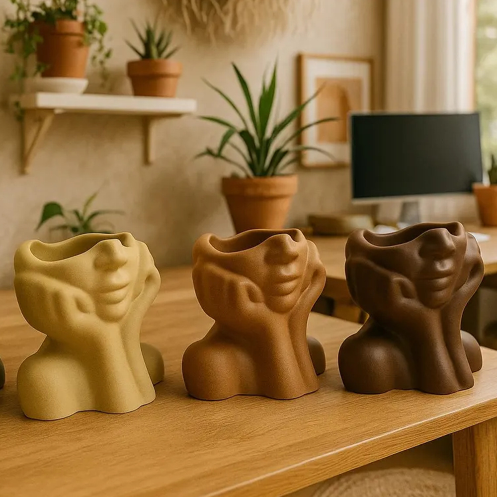 Abstract Face Planter Pot Sili - Echeveria Succulent recension och pris
