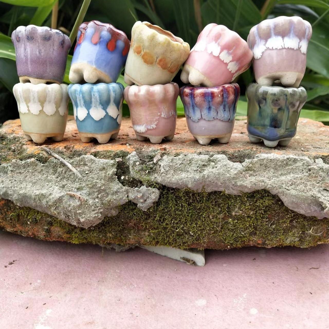 10Pcs Mini Ceramics Fowerpot M - Echeveria Succulent recension och pris