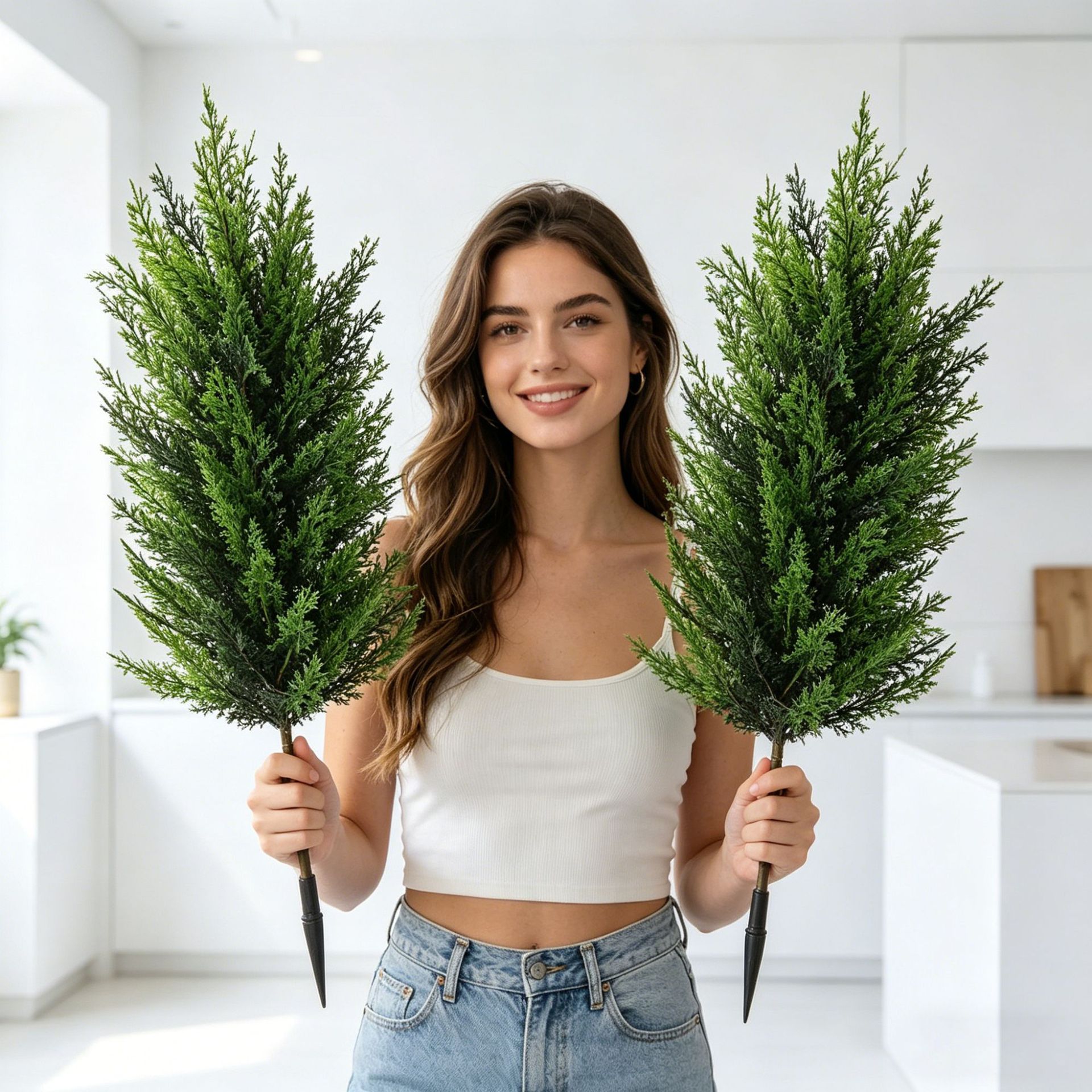 1/2pcs Artificial Cypress Real - Dracaena Marginata recension och pris