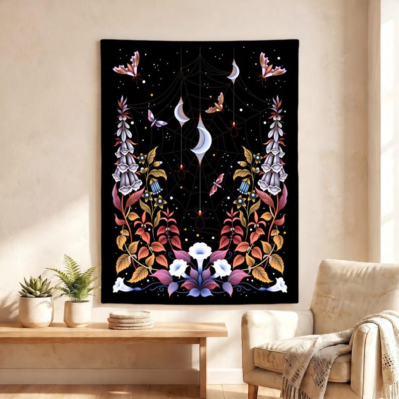 Gothic Spider Web Tapestry Cre - Spider Plant Hanging recension och pris