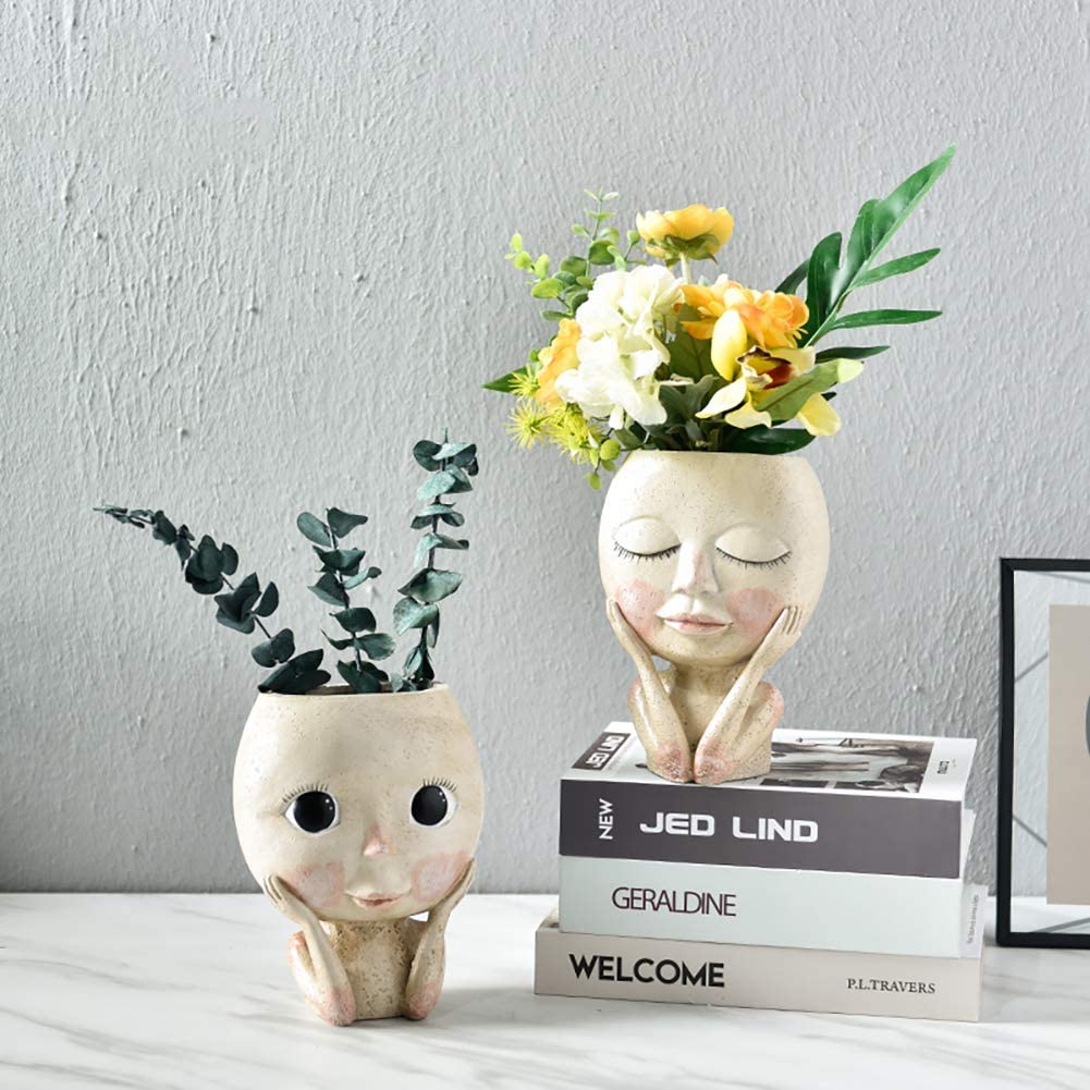 Girls Face Head Flower Planter - Echeveria Succulent recension och pris